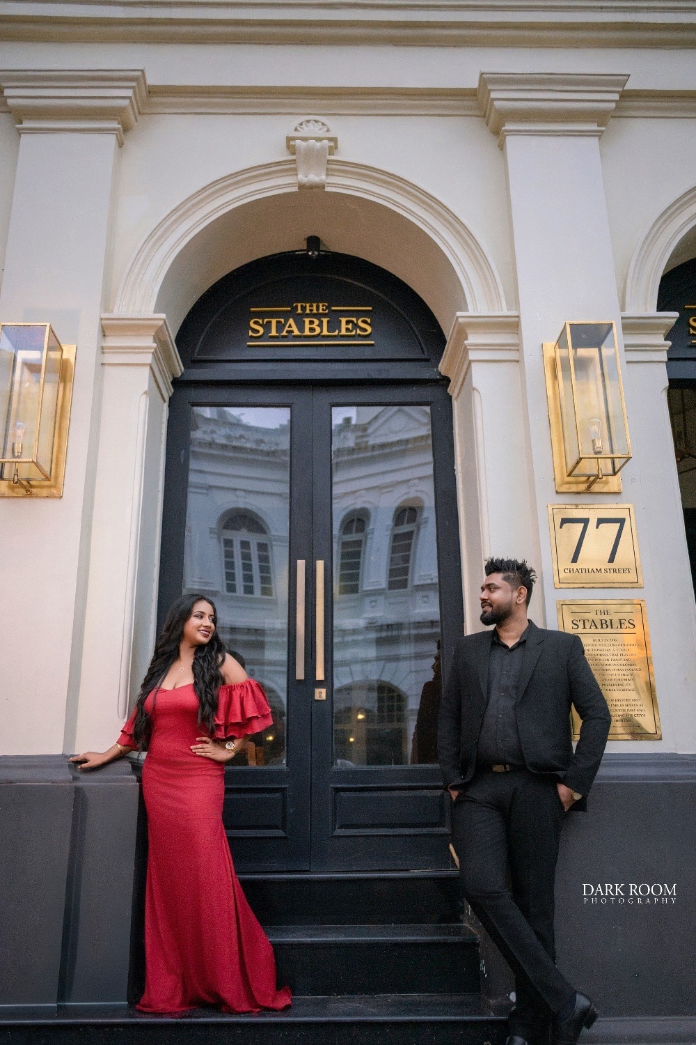 Ashan and Oshini at the doors of The Stables, Chatham Street